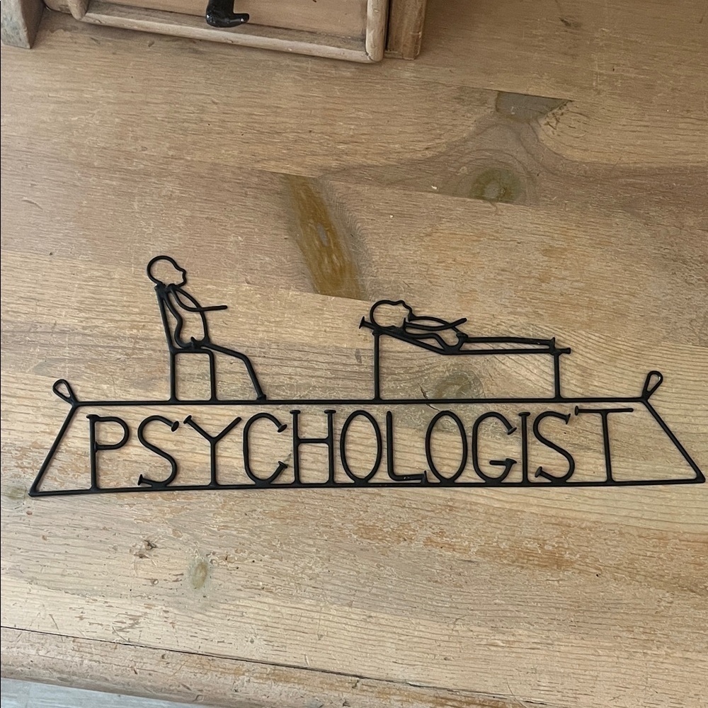 Decorative Metal Sign PSYCHOLOGIST Patient Couch Silhouette Office School